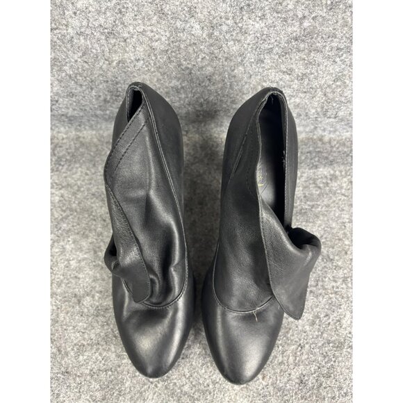Coach Heels Womens Size 7 Black Mezzanine Foldover Leather Cone Heel Booties - Picture 4 of 11